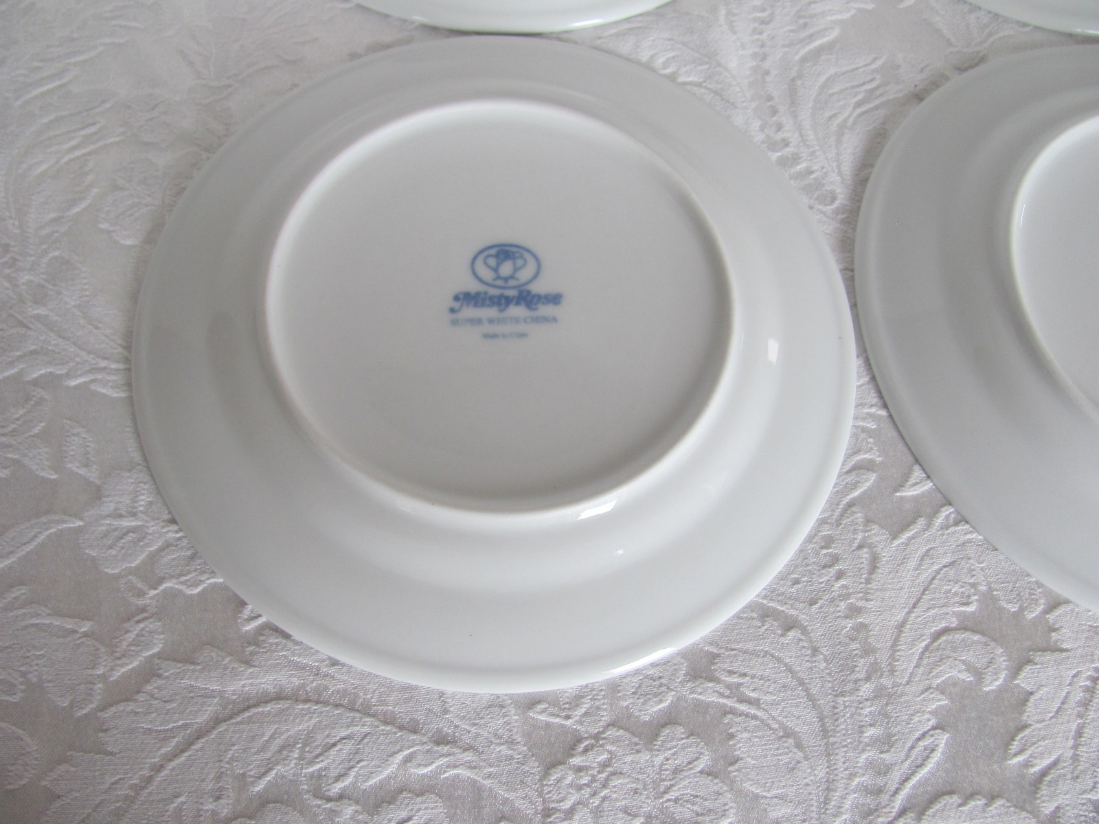 Misty Rose Super White China Blue Koi Fish -7 7/8″ Salad Plates- Set of 4