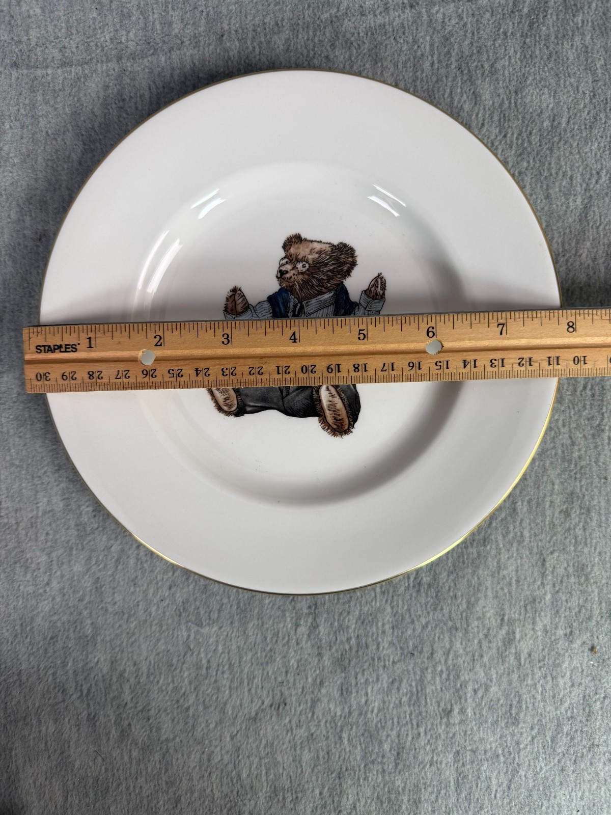 Ralph Lauren Wedgwood Polo Bear Bowl & Salad Plate 1992 Gold Rims