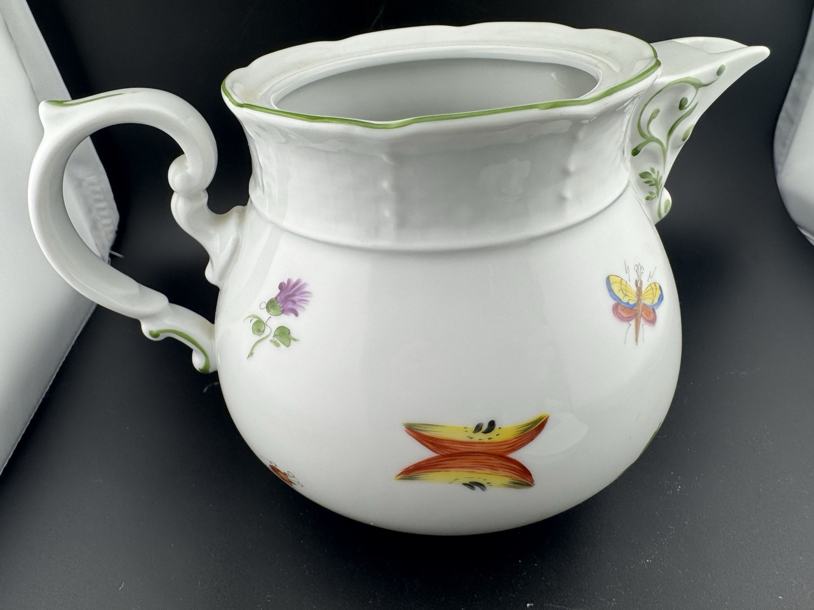 Thun Czech Porcelain Basket Weave Tea Set Hand Painted Bees Flowers And Fruit