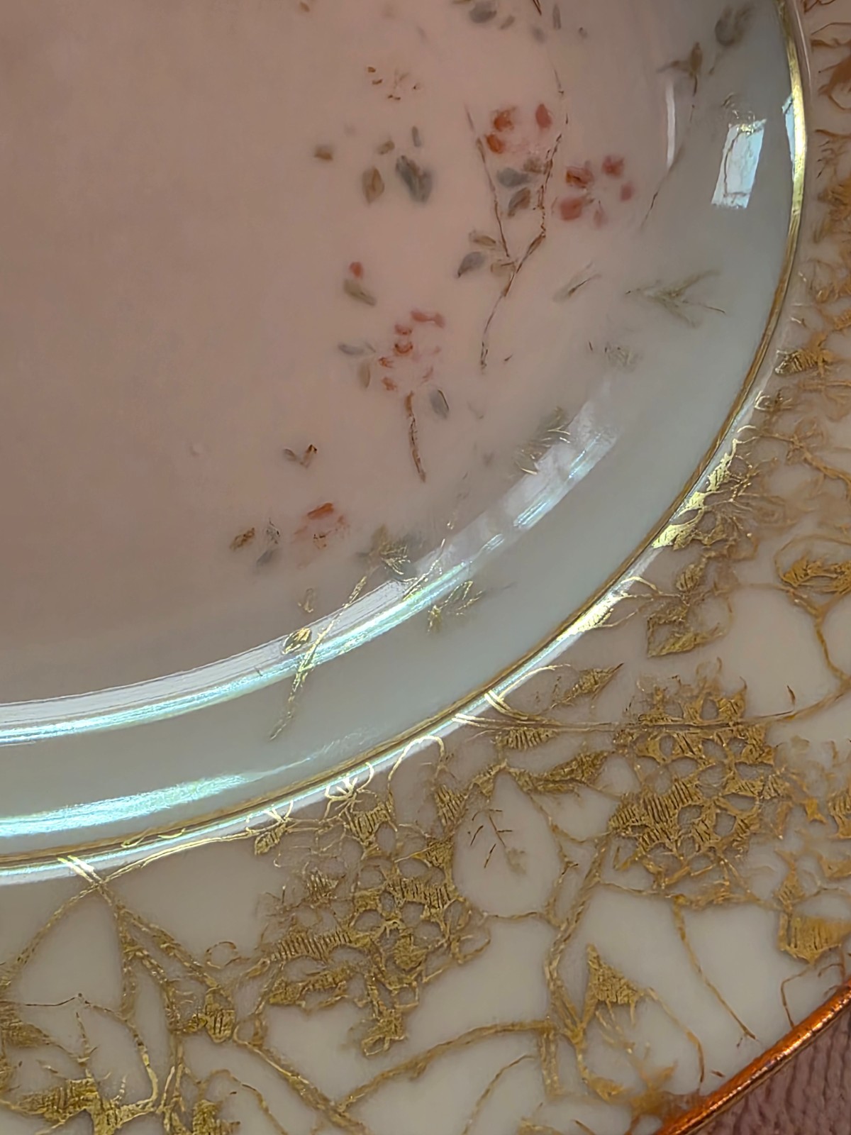 4 Antique Tressemane Vogt San Francisco D&Co 24K Gold Rimmed Florals Soup Bowls