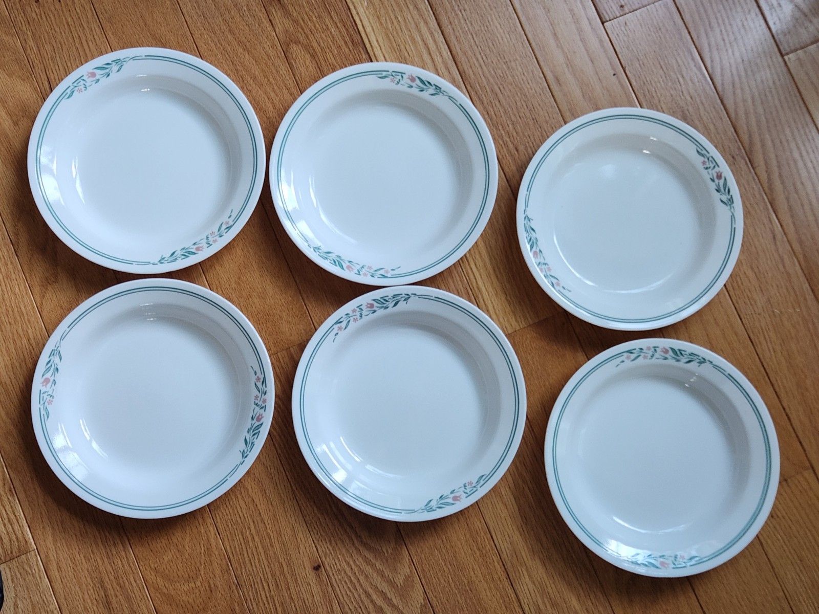 Corelle Rosemarie Flat Rim Soup Pasta Bowls 8-1/2 in Set Lot 6