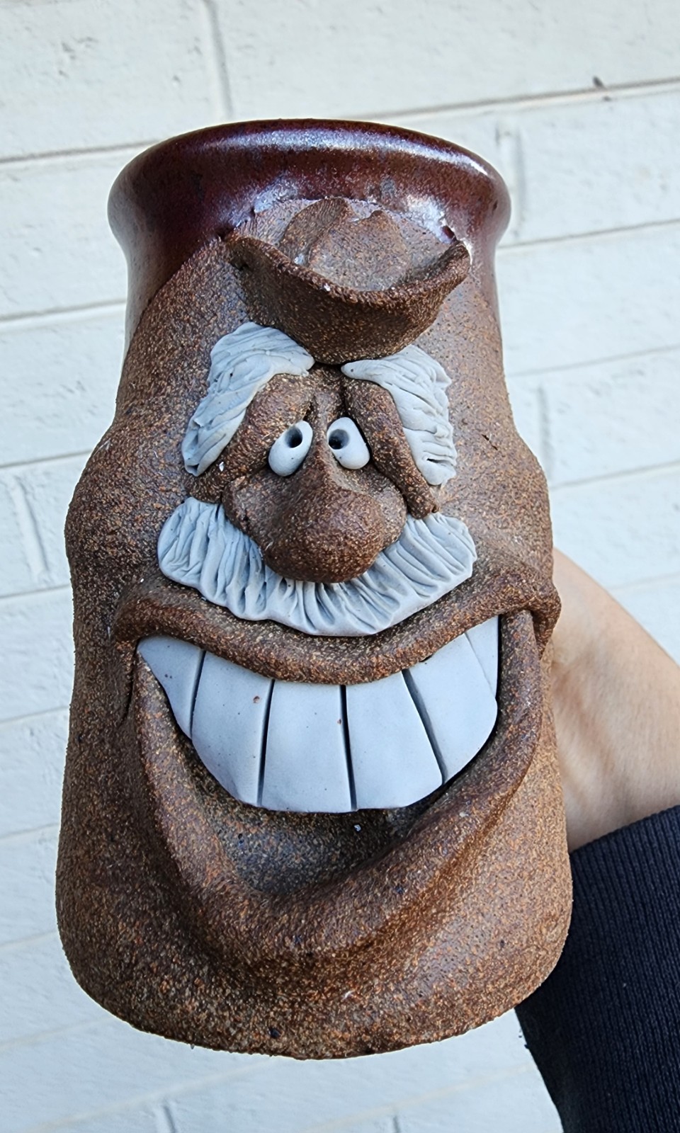 Original Mark Hines Creations Funny Face Mug Stoneware Pottery Artist Signed