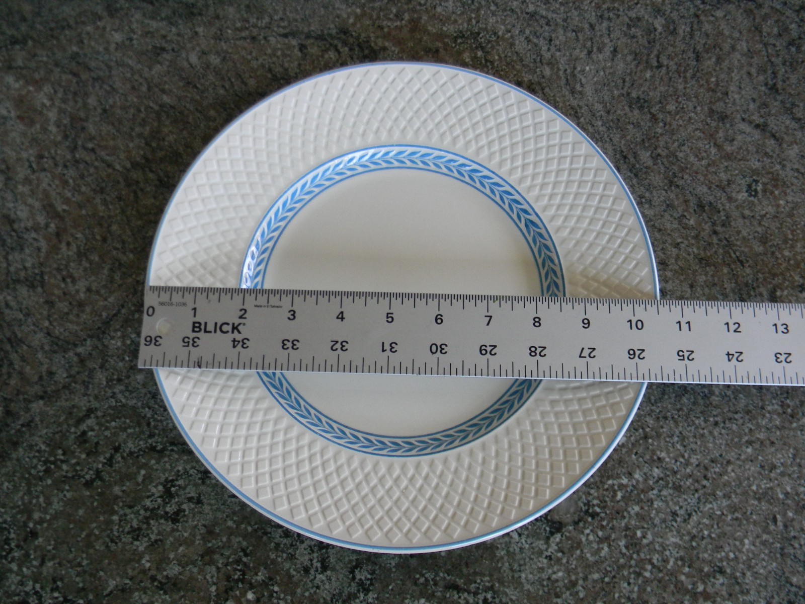 Spode Mansard Elaine White and Blue Bone China Embossed 10.5″ Dinner Plates