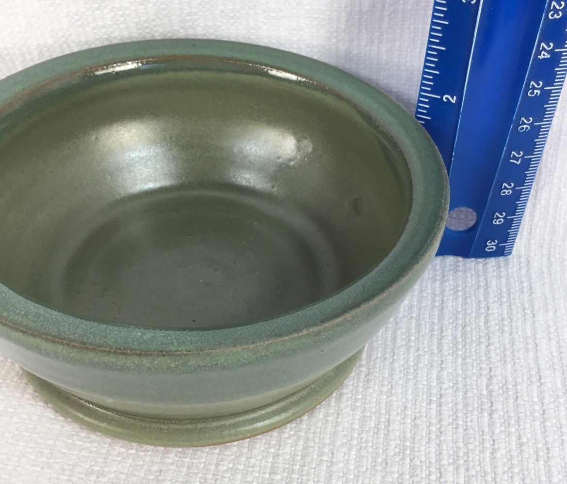 Handmade Studio Art Bowl Green Glaze 1.75” H x 4.5” W Trinket Dish