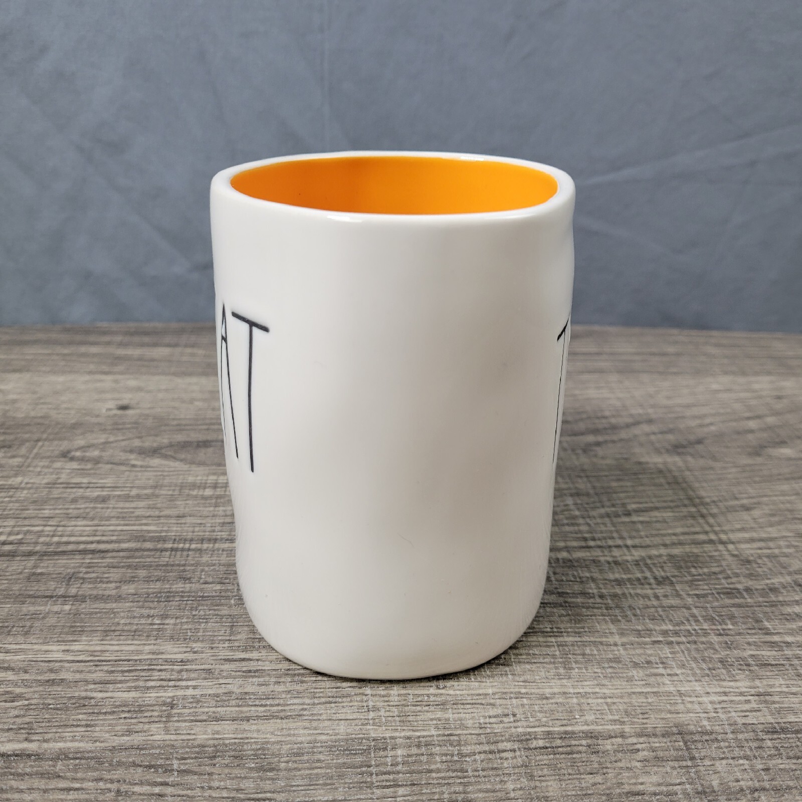 Rae Dunn Artisan Collection White & Orange Ceramic Farmhouse Trick or Treat Mug