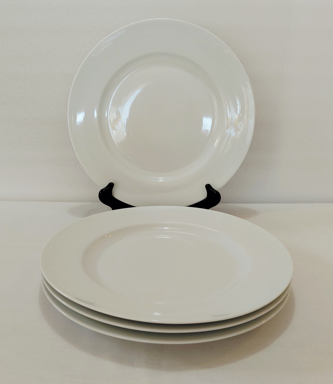 Pier 1 Dinner Plates 11″ Luminous White Elegant Table Dining Rim Rimmed Set Of 4