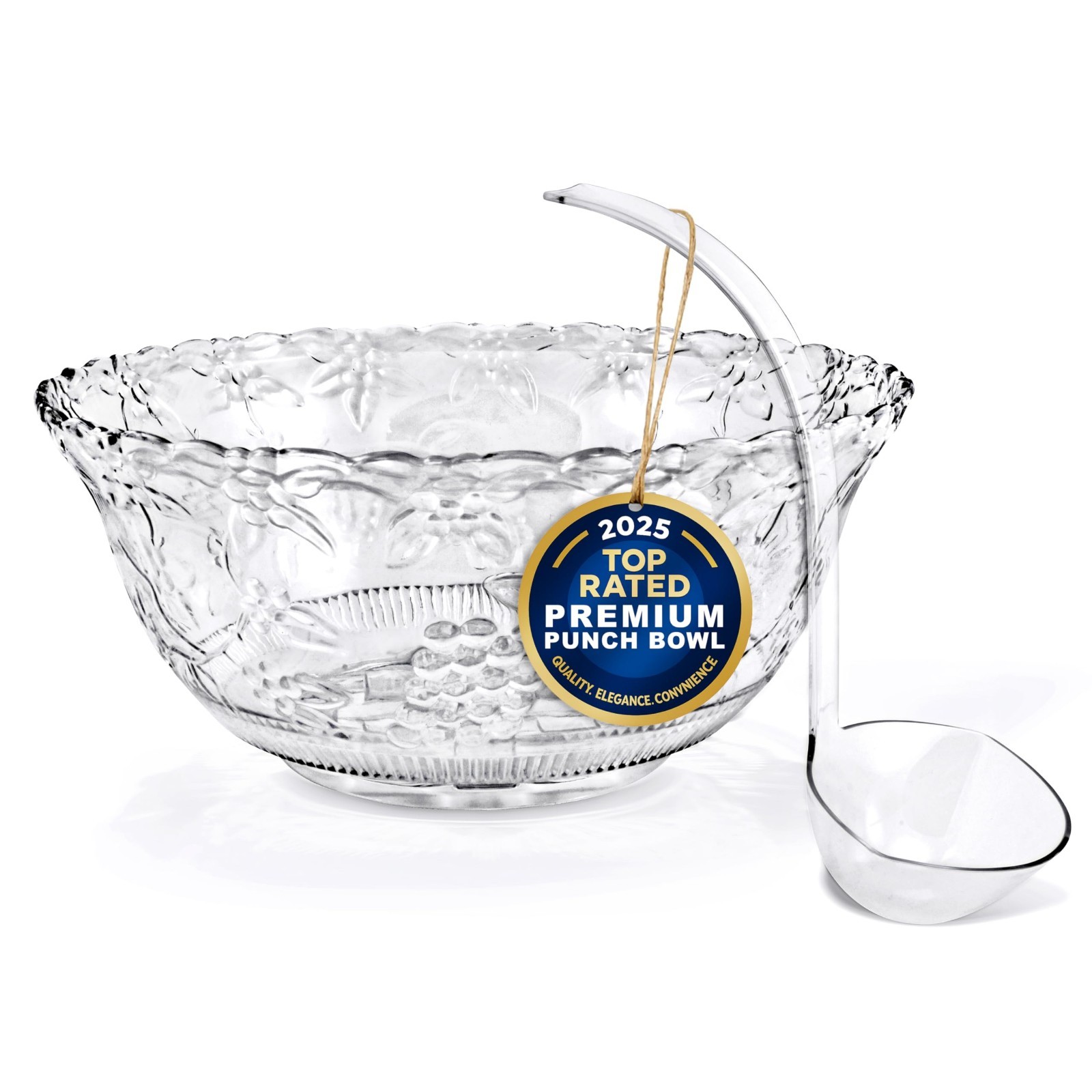 Premium Plastic Punch Bowl Set with Ladle – Fancy Disposable Party Bowls for Eve