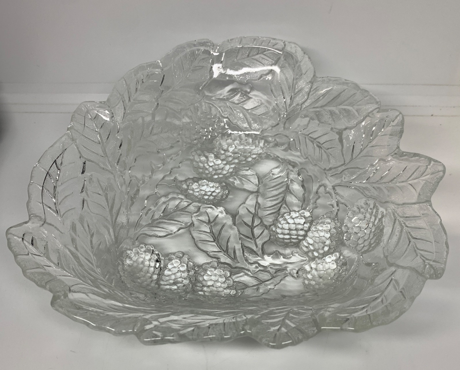 Vintage Indiana Glass Loganberry Clear Triangular Bowl Candy Dish 7″