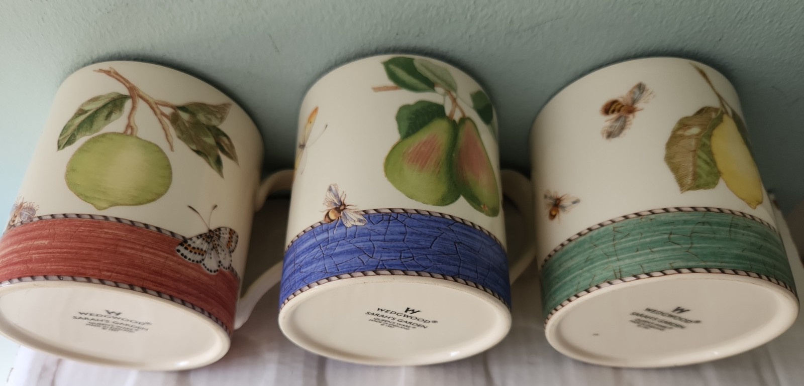Wedgwood Queensware 1997 Sarah’s Garden Mugs–Lot of 3– Made in England/UK