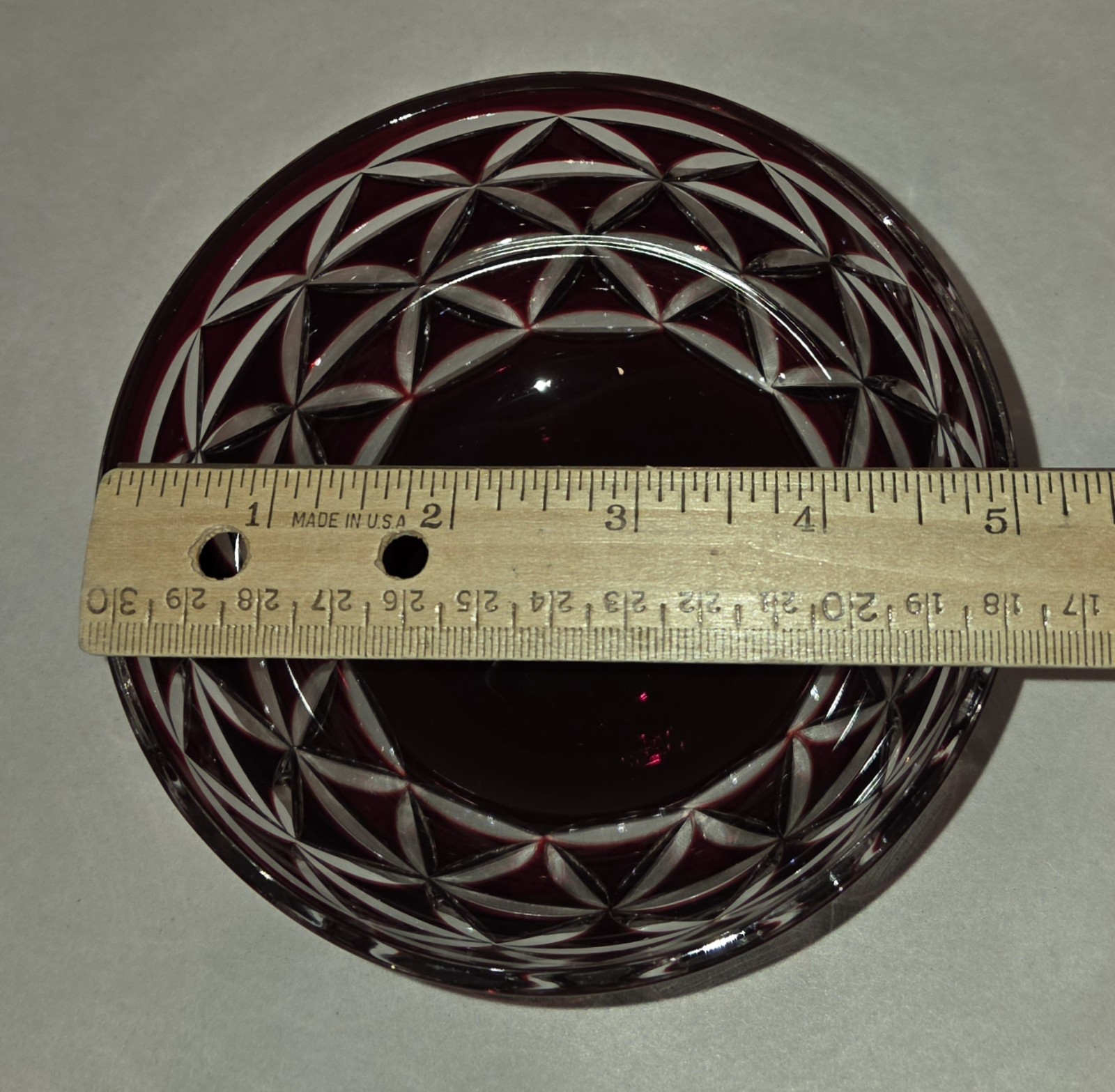 Ruby Red Crystal Bowl Cut To Clear Small Serving Side Dish Candy