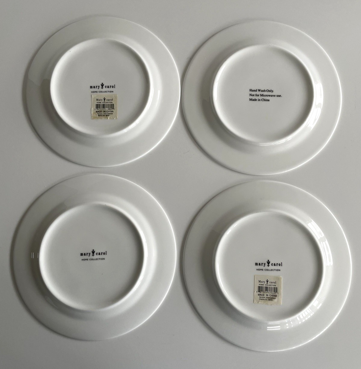 Mary Carol Lot of 4 Birds And Bees Black And White China Dessert Plates 7 7/8″