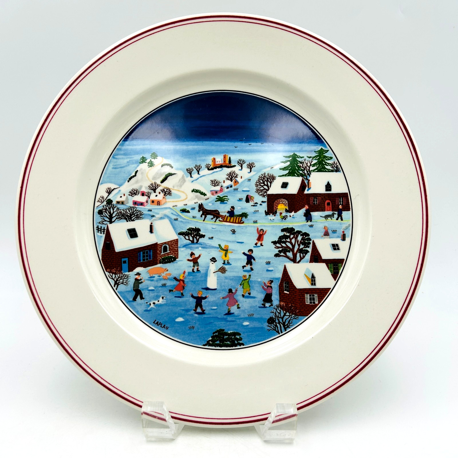 Villeroy & Boch Naif Christmas Dinner Plate 10.5 inch Snowman Scene