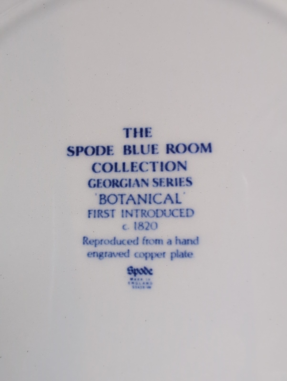 VTG SPODE Botanical 1820 BLUE ROOM COLLECTION 7.5 PLATE – ENGLAND