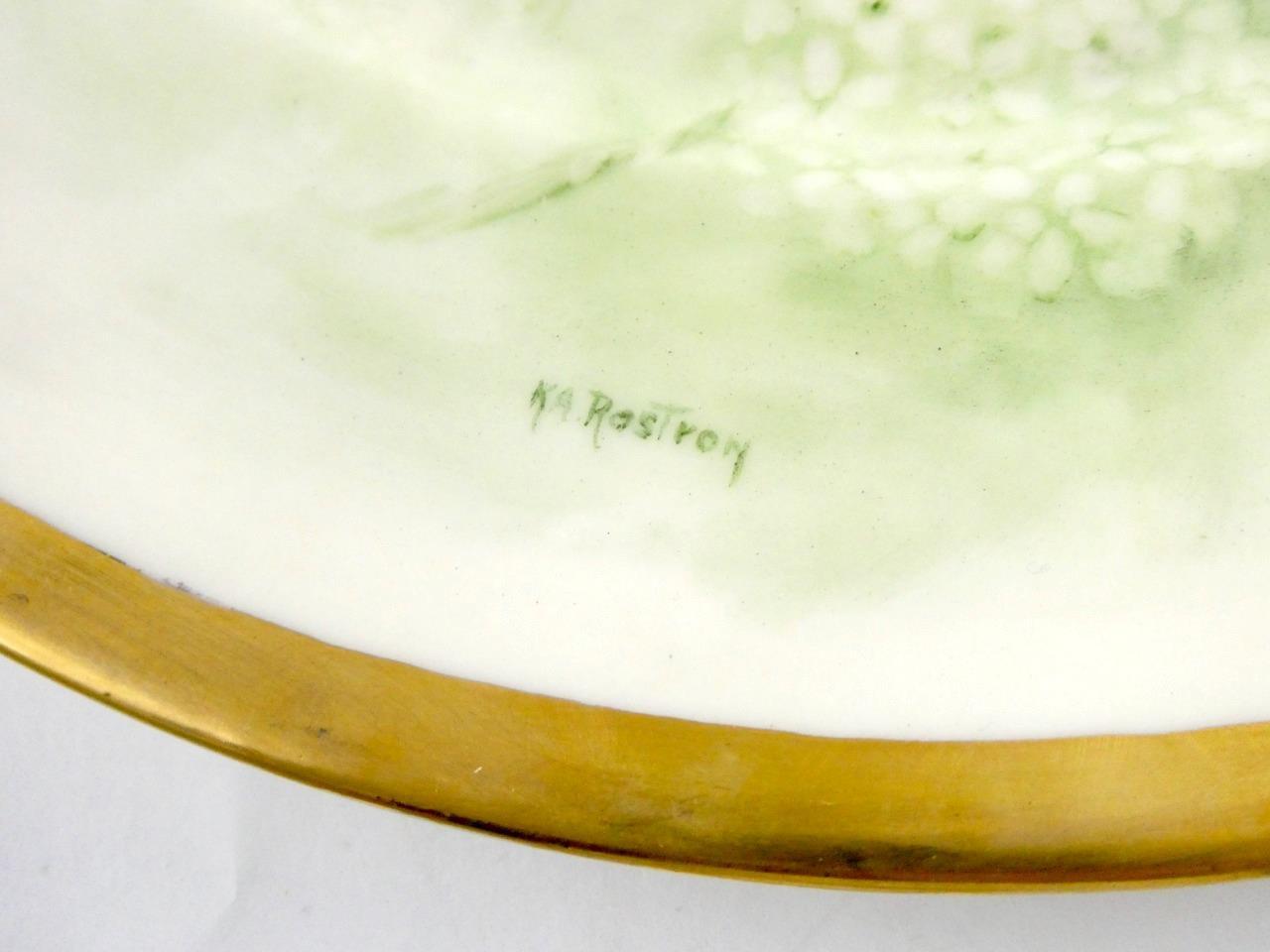 1970s Hand Painted Floral Porcelain 5 Piece Place Setting Hydrangea Signed VGOOD