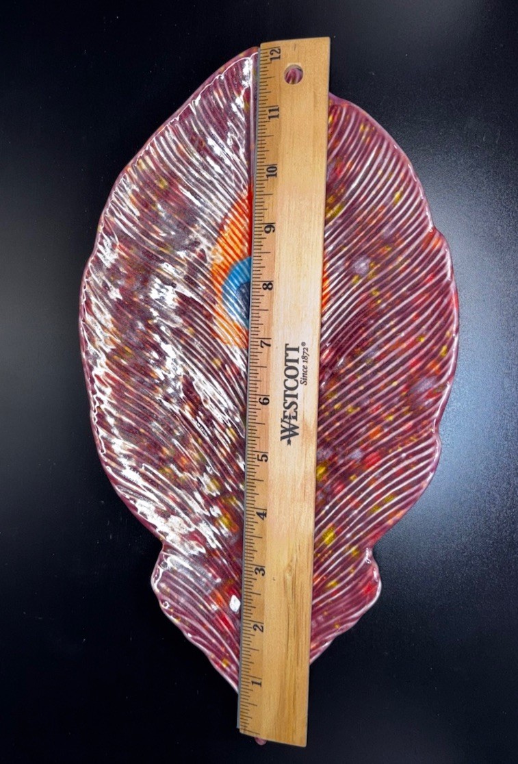Peacock Feather Ceramic Tray 12” Trinket Ring Jewelry Catchall Vanity Decor Dish