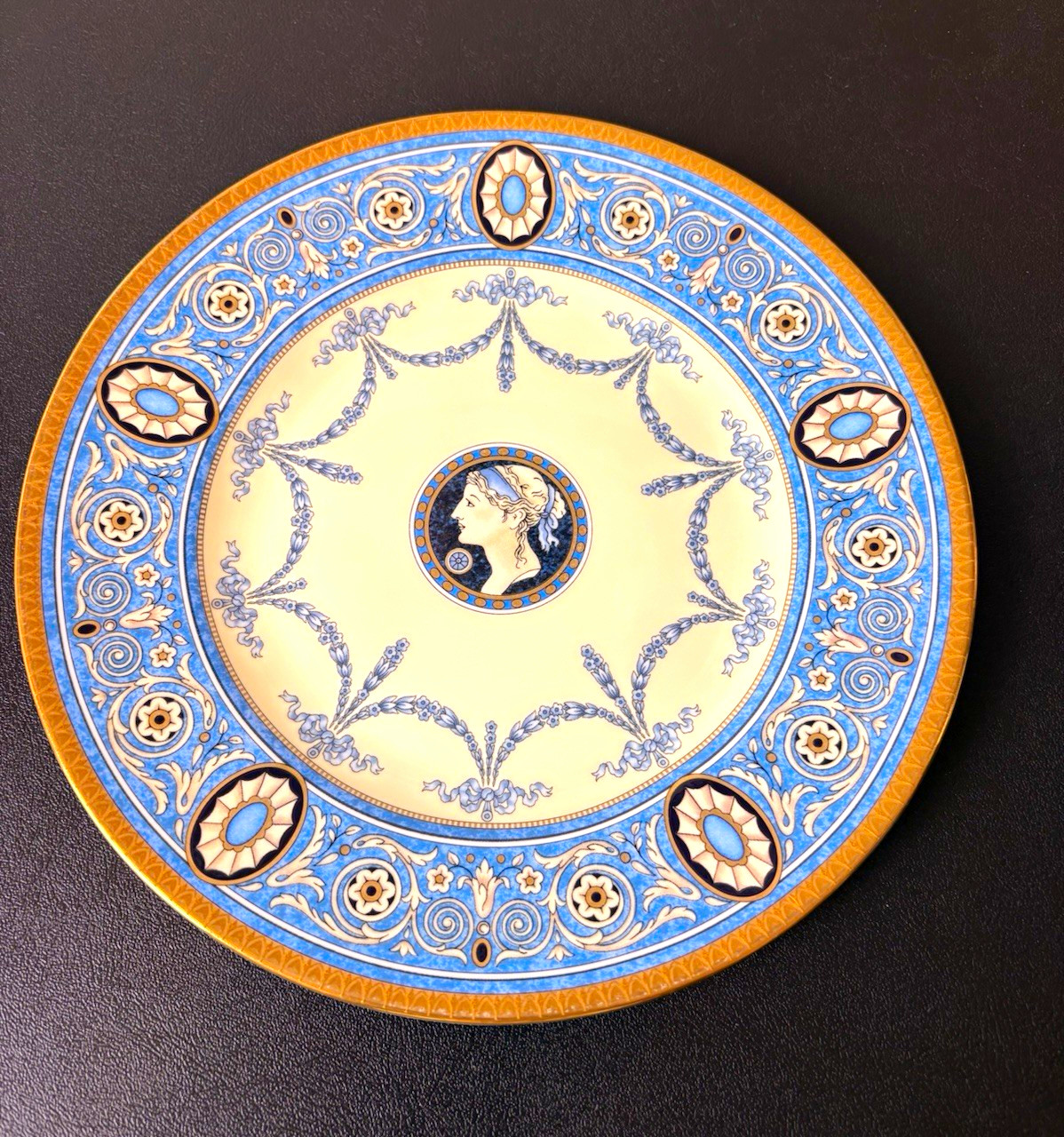 Wedgwood Madeleine Bone China Salad Plate 8″ Blue White Gold, England