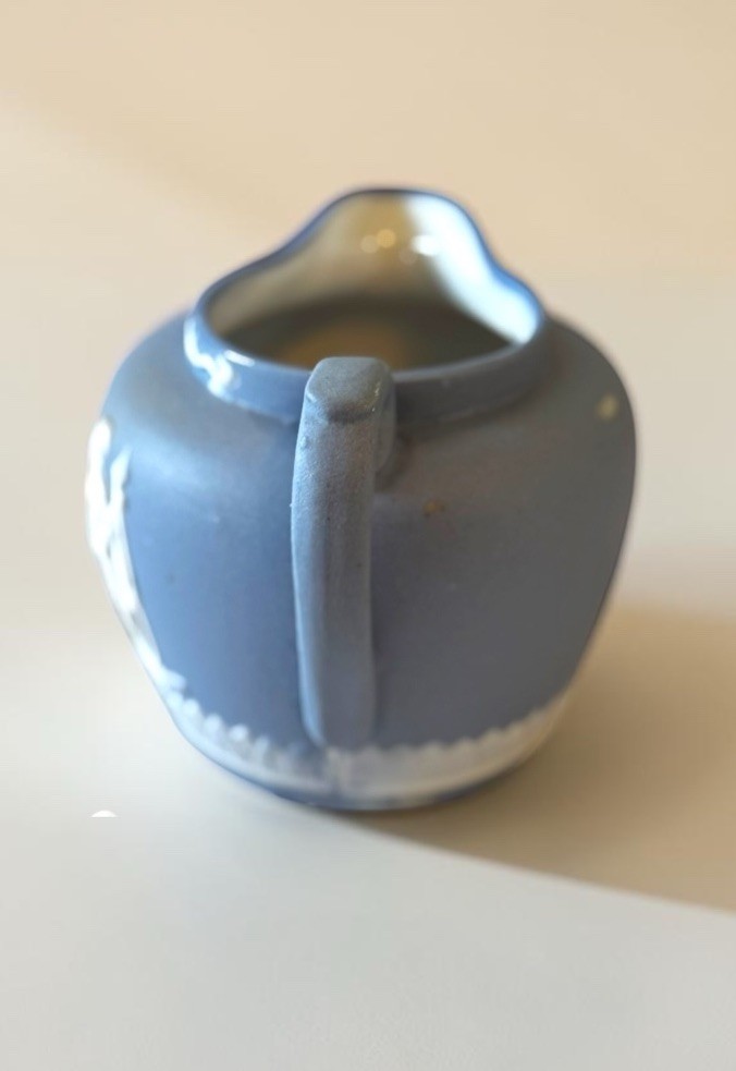 Vintage Jasperware Style Pale Blue Classical Relief England Style Cream Pitcher
