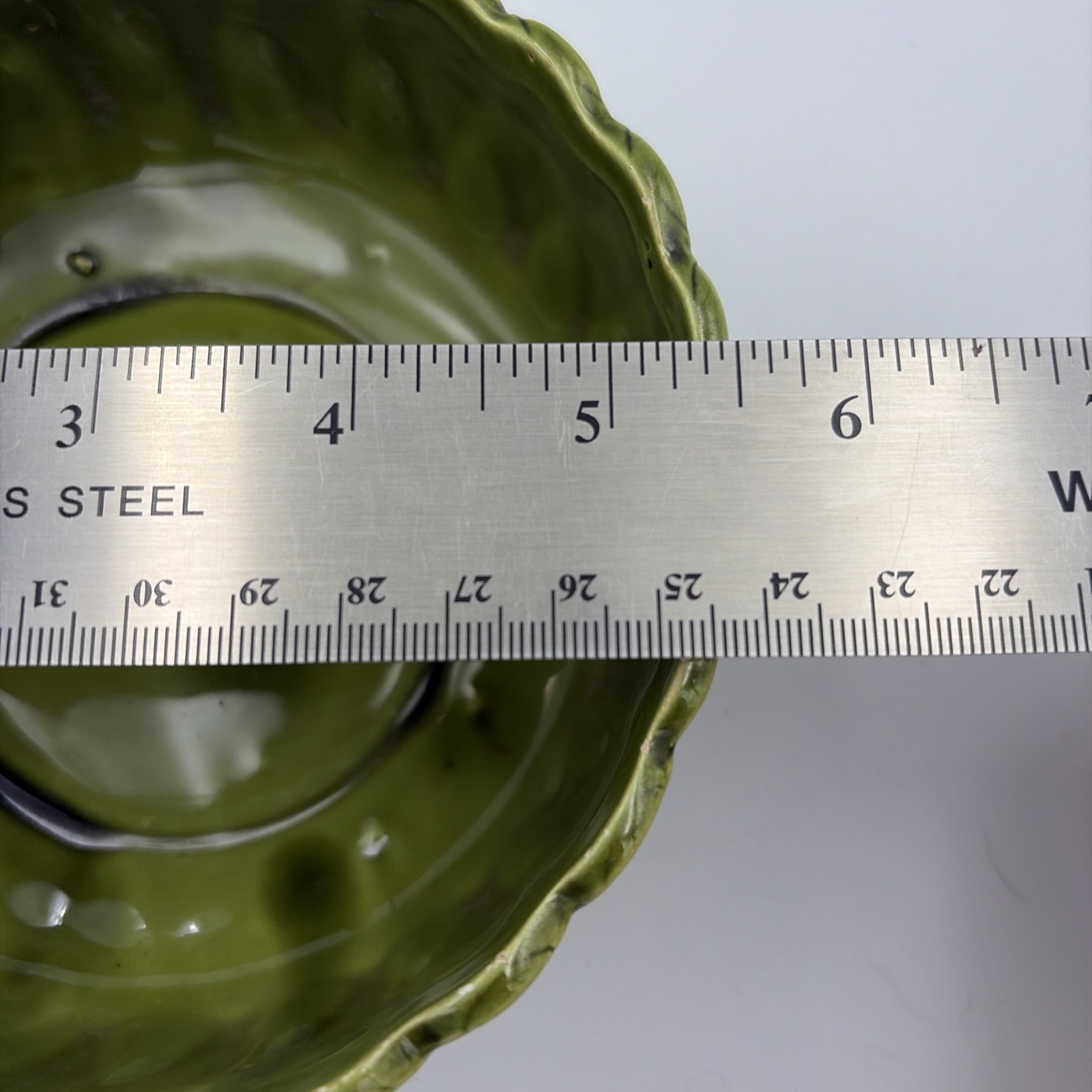 Decorative Olive Green Bowl Made In Japan. 5 1/2 Inches Wide By 2 1/2 Tall.