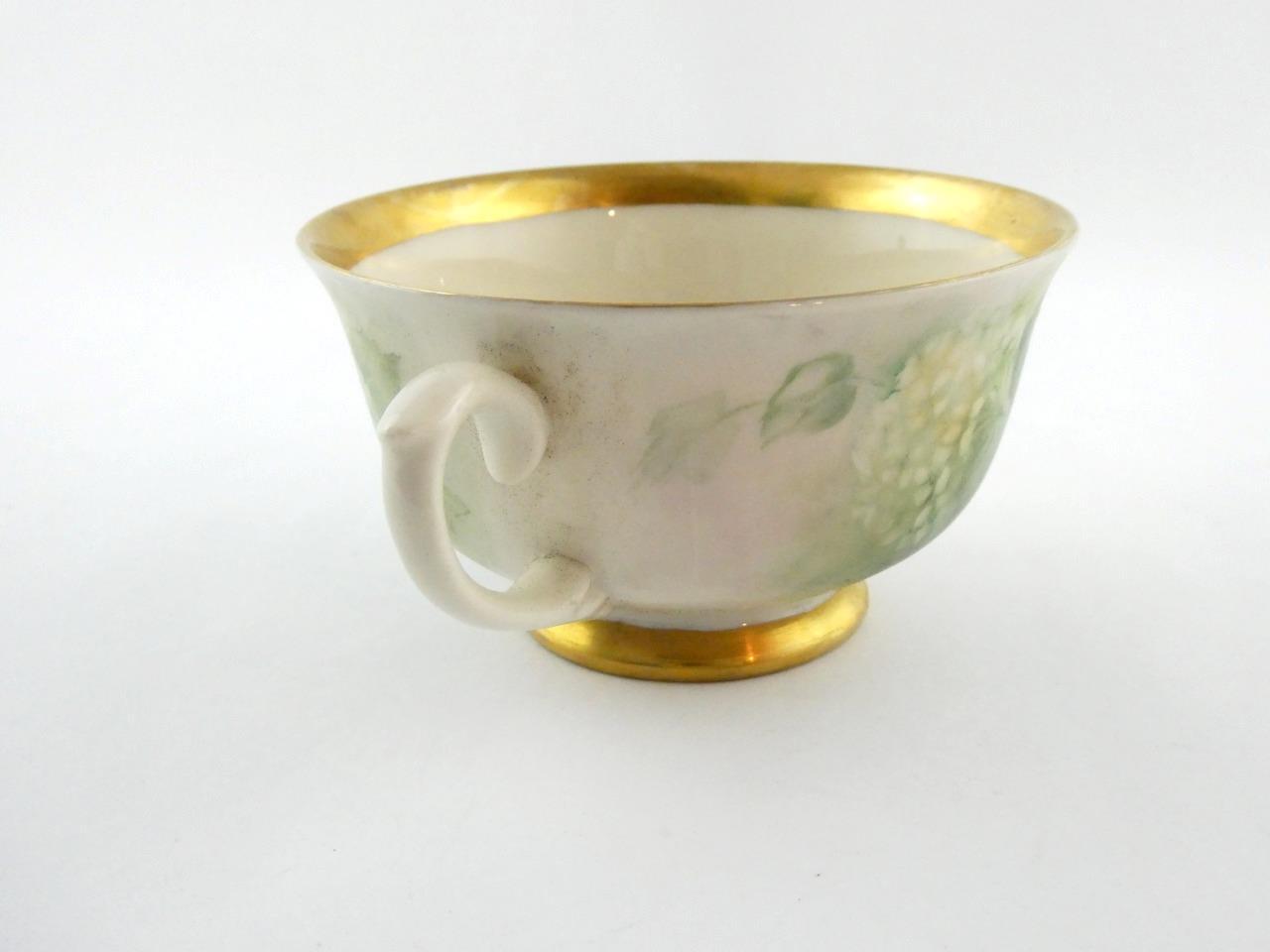 1970s Hand Painted Floral Porcelain 5 Piece Place Setting Hydrangea Signed VGOOD