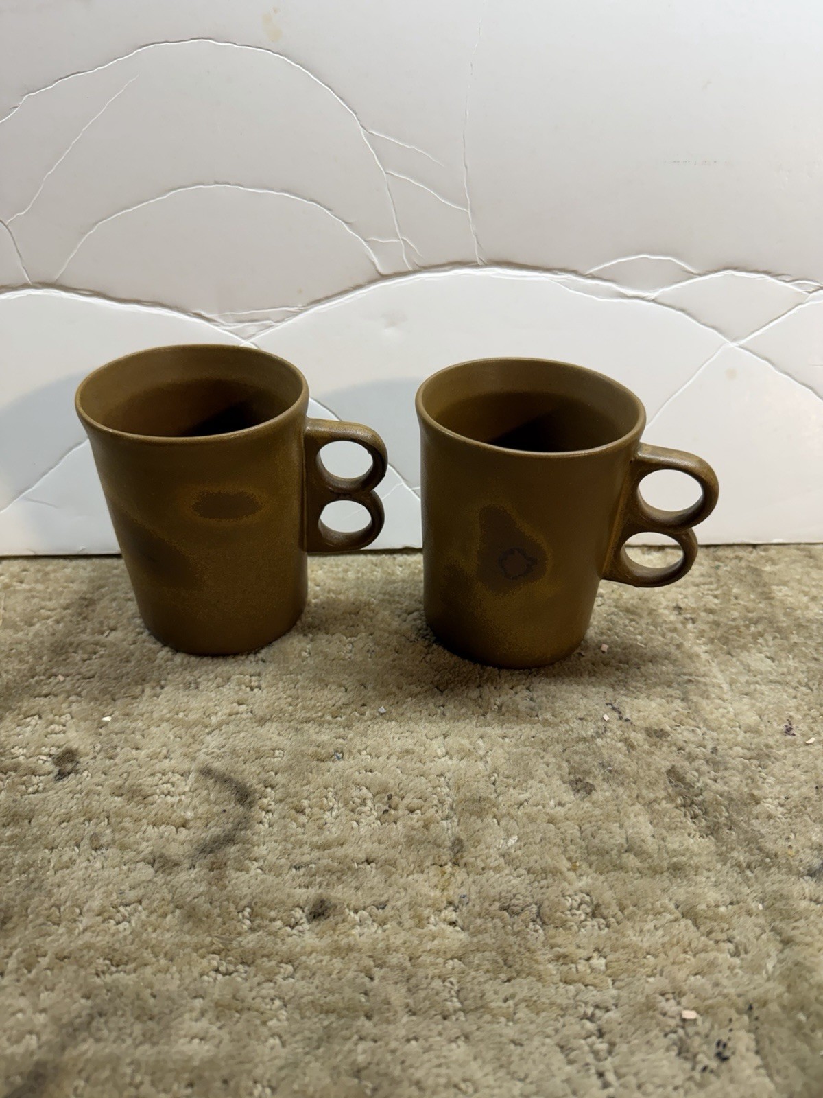 Set Of 2 Bennington Pottery Trigger Mugs Matte Tawny mustard #1340