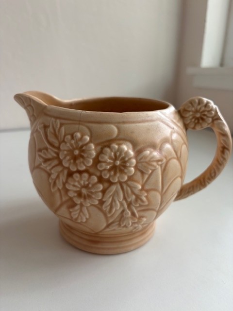 Arthur Wood Victory 30 Made In England Art Deco Pitcher Jug Beige Floral Vintage