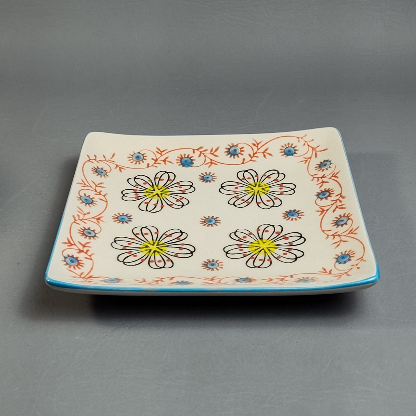 Yokohama Studio Hand Painted Footed Coffee Mug & Plate Textured Raised Dots 10oz