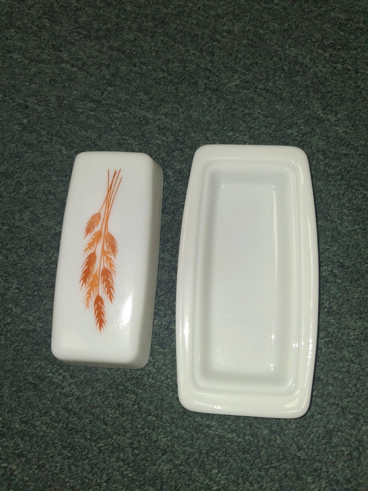 Pyrex Vintage Autumn Harvest Butter Dish with Lid White
