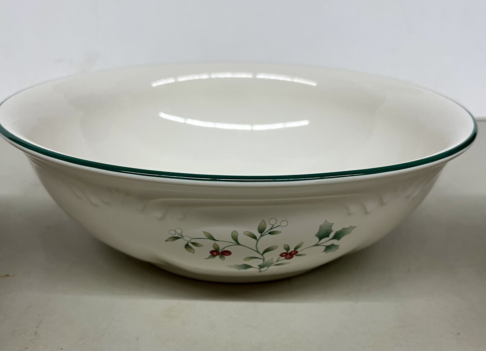 Pfaltzgraft WINTERBERRY~Serving Bowl~ 8 1/2″ In Diameter~White with Holly Edging