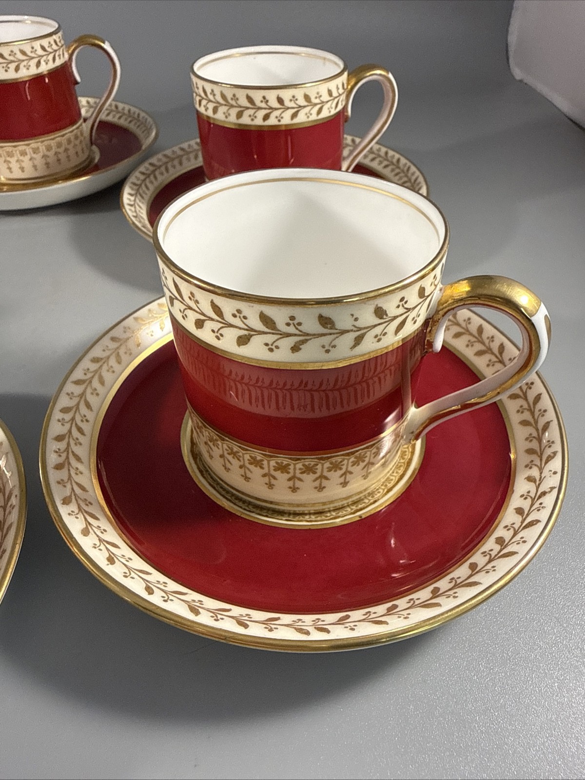 Set-6 Royal Staffordshire Demitasse Cup & Saucer Sets Burgundy Gold A15242