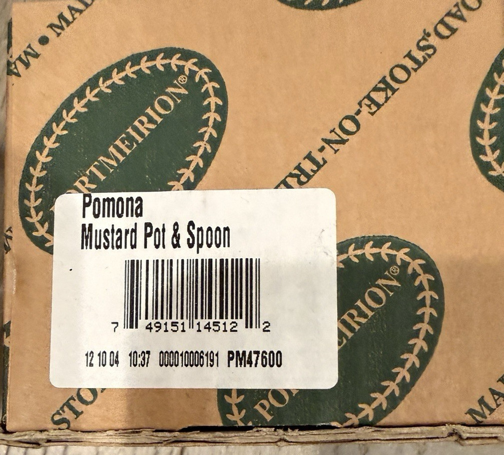 PORTMEIRION POMONA MUSTARD JAR w/Wood Spoon NIB