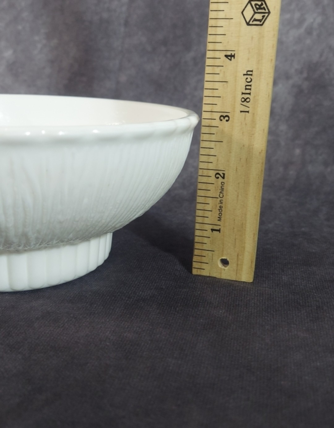 Vintage 1975 FTD Milk Glass Bowl, Ribbed Tree Bark Pattern, 7″ Footed Planter
