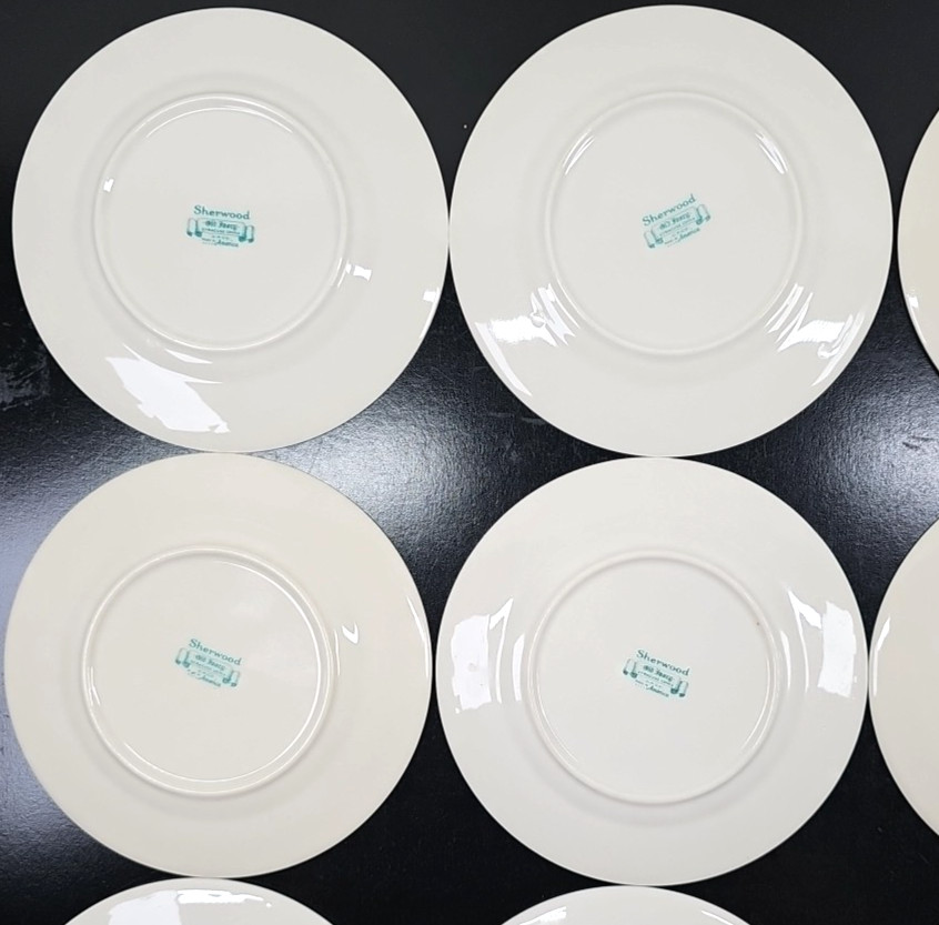 12 Syracuse China Sherwood Bread Plate Set Vintage Old Ivory Blue Laurel MCM Lot