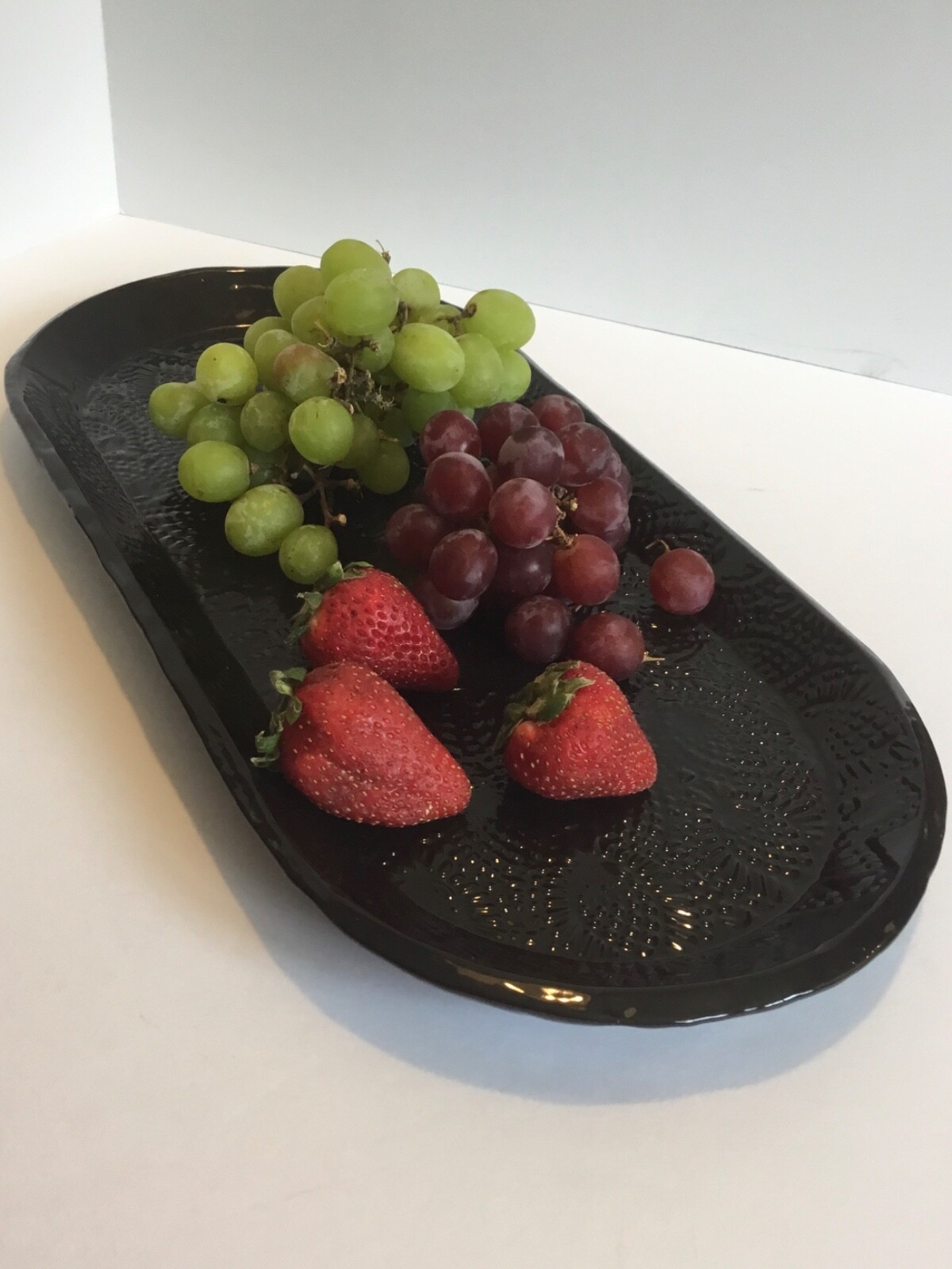 Platter Tray ceramic large pottery shiny black food microwave dishwasher safe