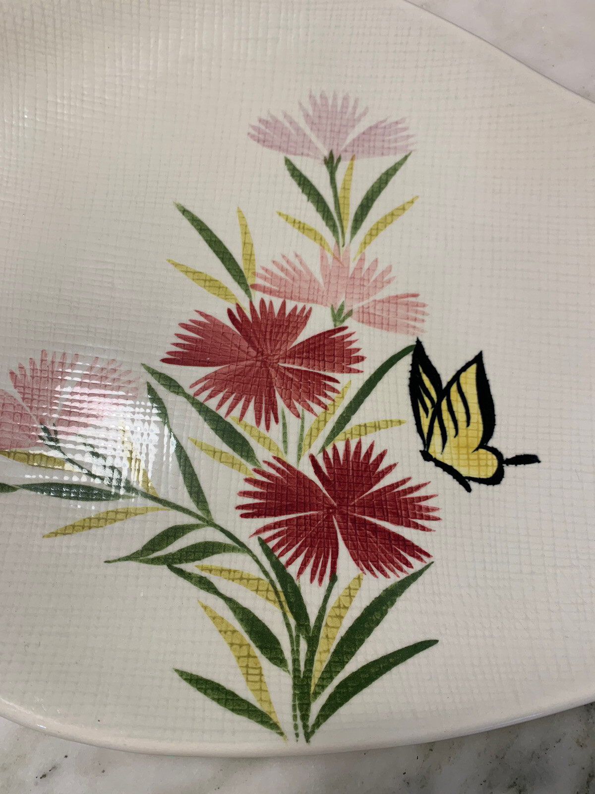 Vintage RED WING Pottery PINK SPICE Pattern Serving Platter 13 X 10 Hand Painted