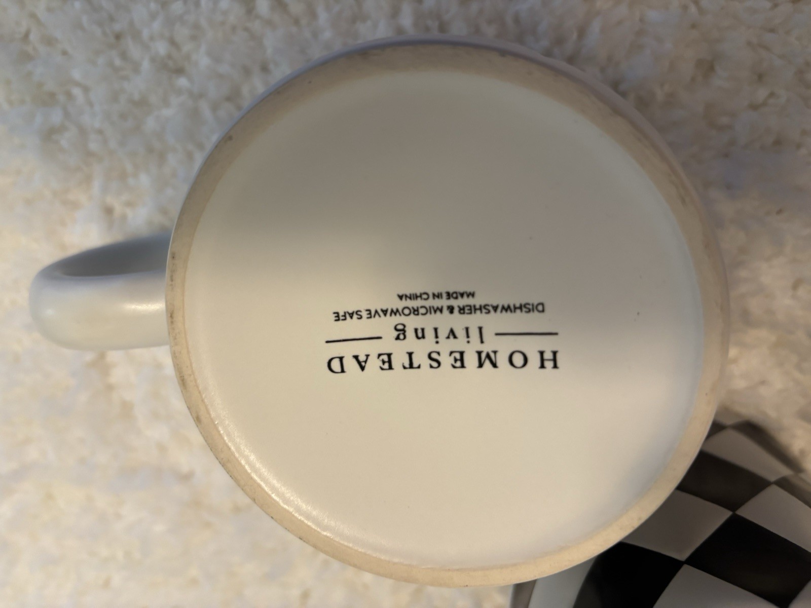 Checkered Board Pattern Coffee Mugs Set Of 4 (Has A McKenzie Childs Look)