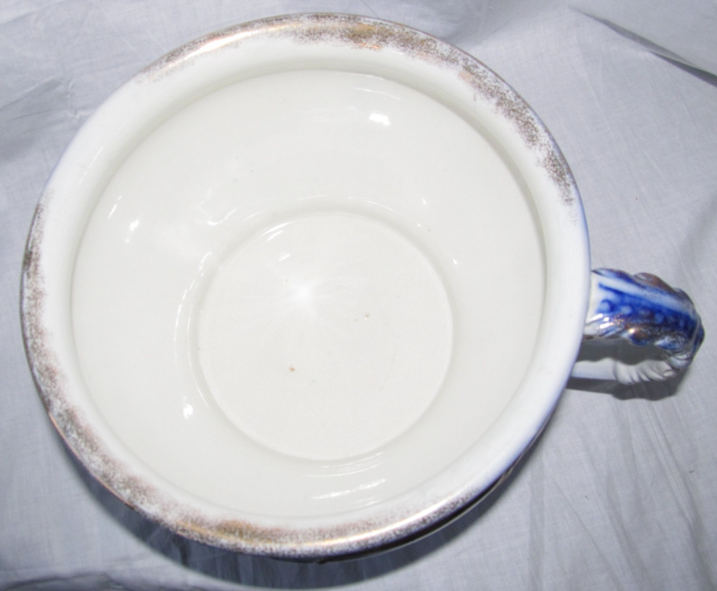 Victorian Flow Blue Chamber Pot Gold Gilt J&G Meakin “Moderna” Antique 1895-1915