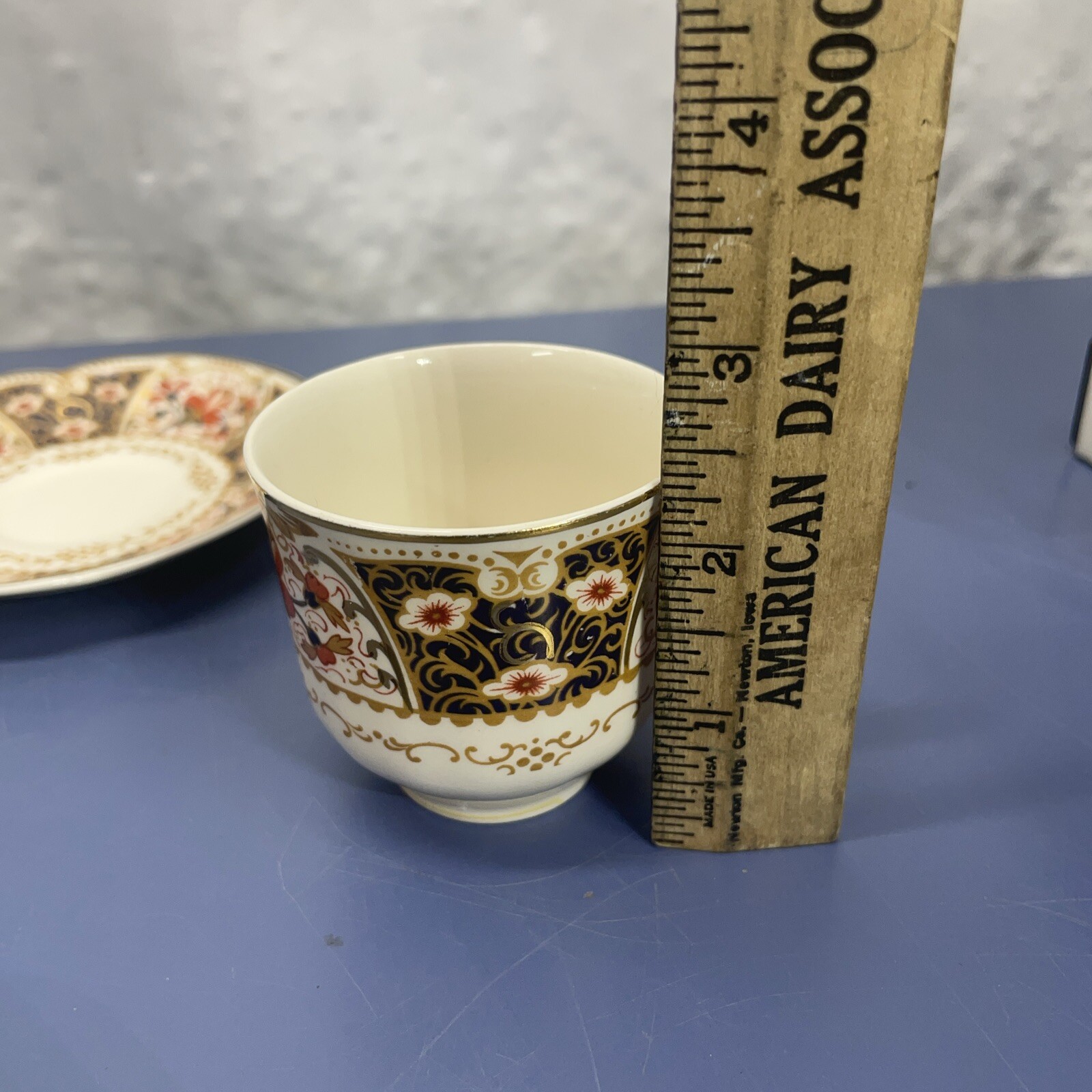 Rare Rutland Johnson Bros Demitasse Cup & Saucer Cobalt Blue Rust / Gold Floral