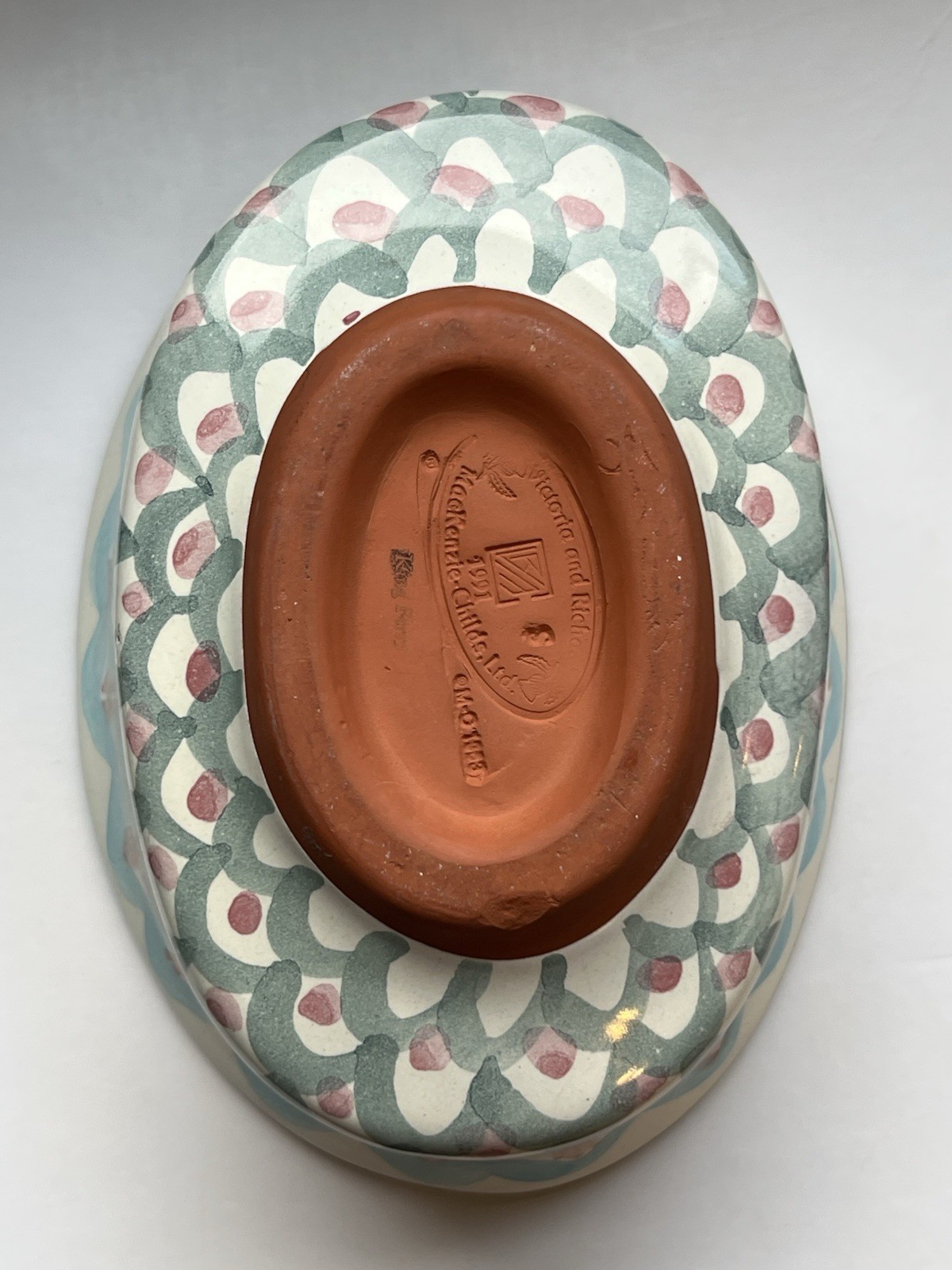 MacKenzie-Childs Taylor King Ferry Chowder Bowl With Lid 7″x5″x5″ Terracotta