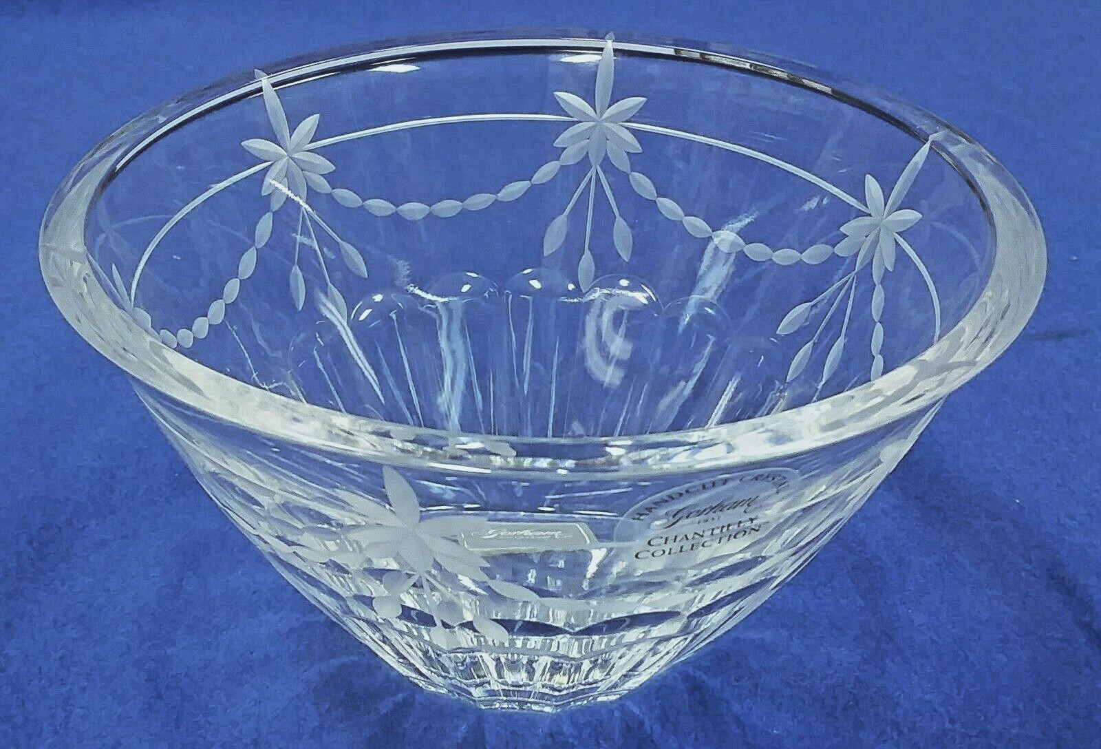 Gorham Chantilly Hand Cut Crystal Bowl 6″ Candy Nut Etched Frosted Server Decor