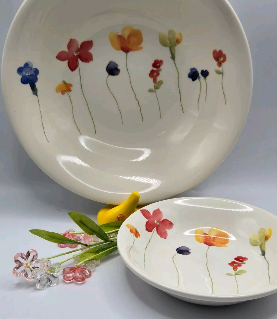ROYAL STAFFORD Burslem S/2 Serving Bowls Heart of the Potteries England Flowers