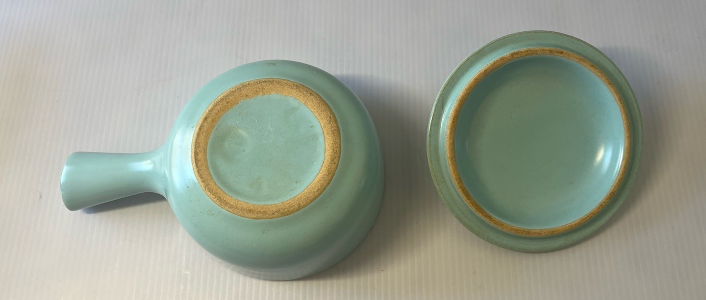 VTG La Solana Pottery Aqua Blue Covered Soup Bowl Handled Crock Lidded MCM SALE!