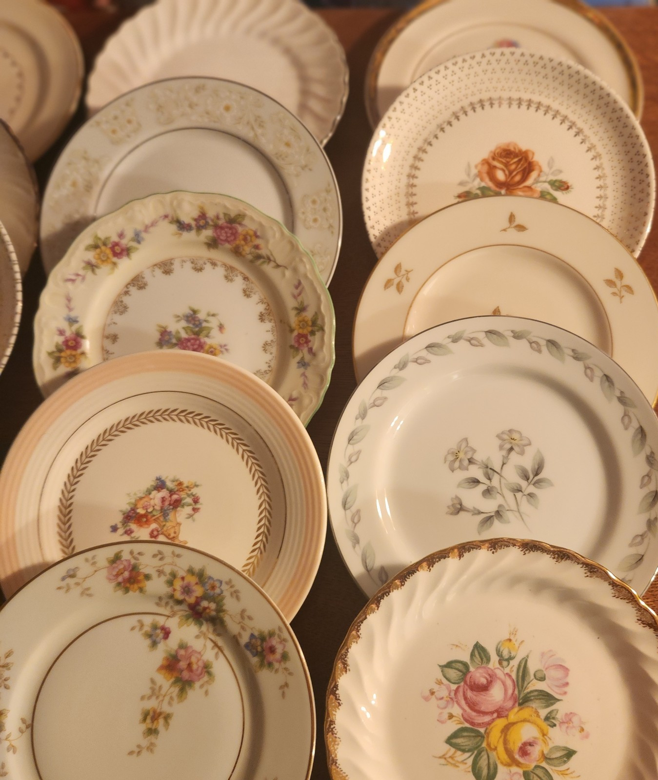 16 Vtg Mismatched China dessert Plates Plate Set Mixed Floral Wedding Shower L