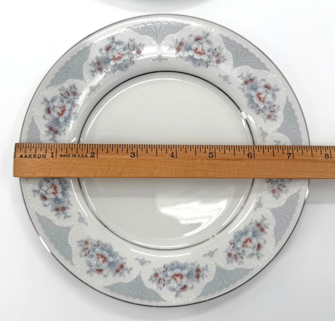 6 Silverie Fine China Sapphire Salad Plates 7.5″ Floral Discontinued Vintage