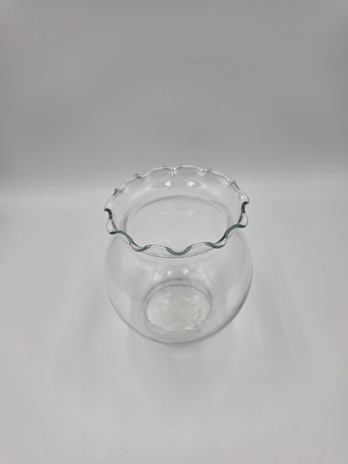 4ct Indiana Glass Co. Bubble Glass Ruffled Top Ivy Bowl Fishbowl Flower Vase 5″