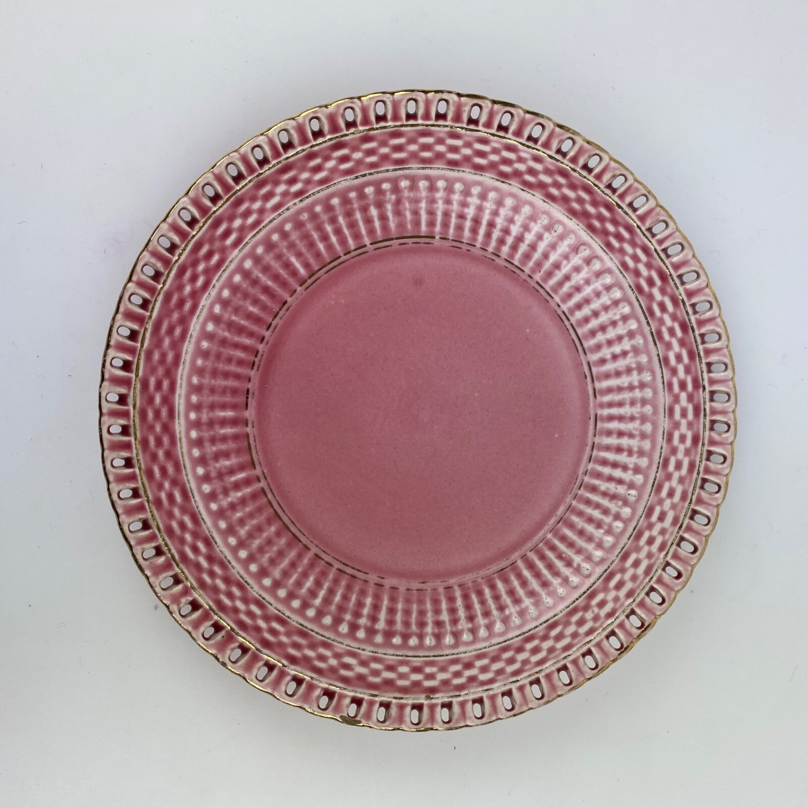 Lot 4 GBY Pink Plates 000 Lace Edge Shield Dessert Salad Decor Vintage Gift