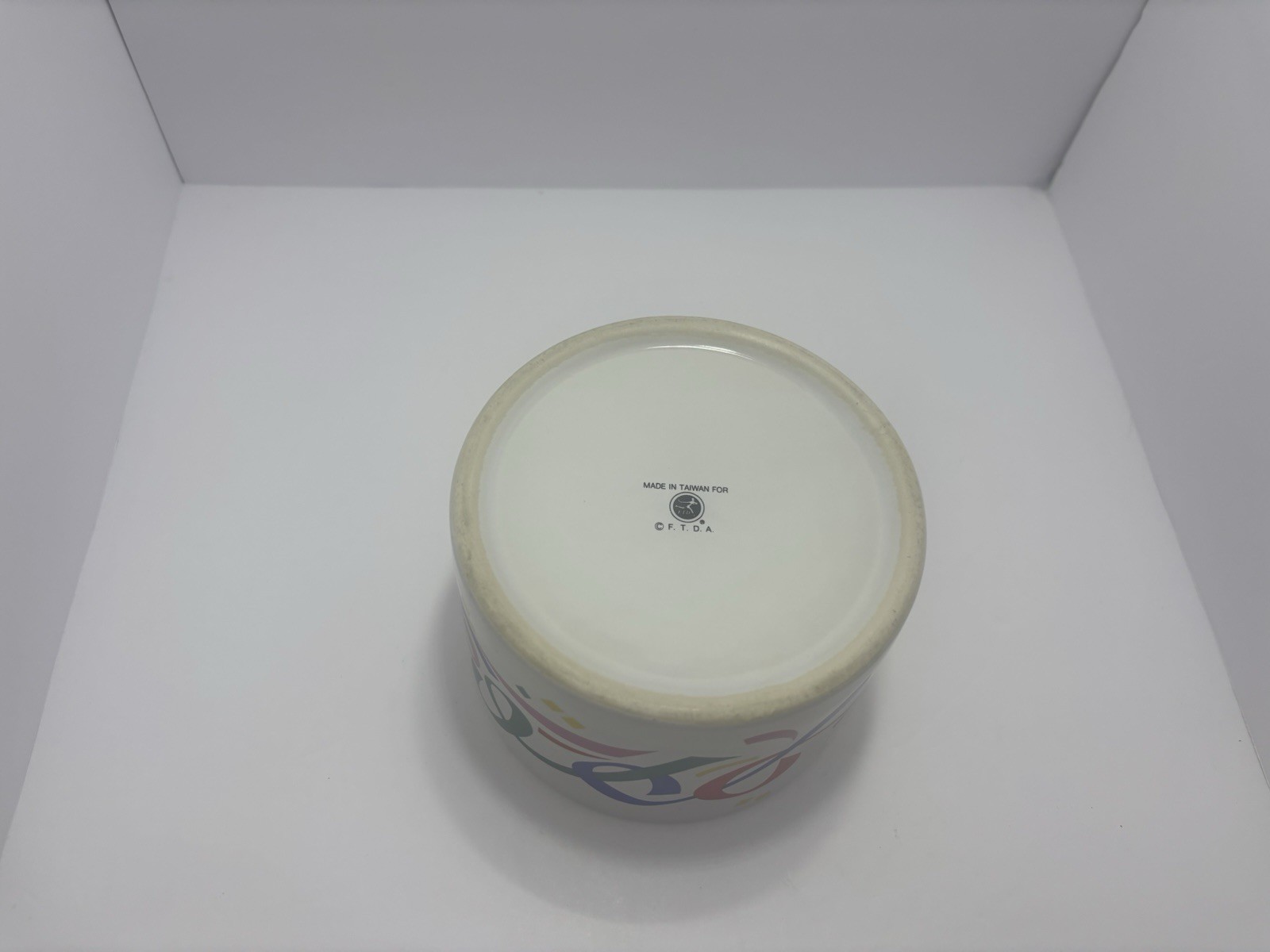 Vintage FTD Ceramic Bowl Ribbons and Confetti