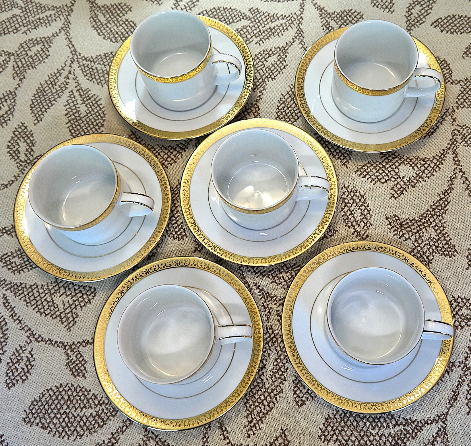 *Set of 6* Royal GOLD BUFFET Cups & Saucers Vintage EUC 1991 [30 available]
