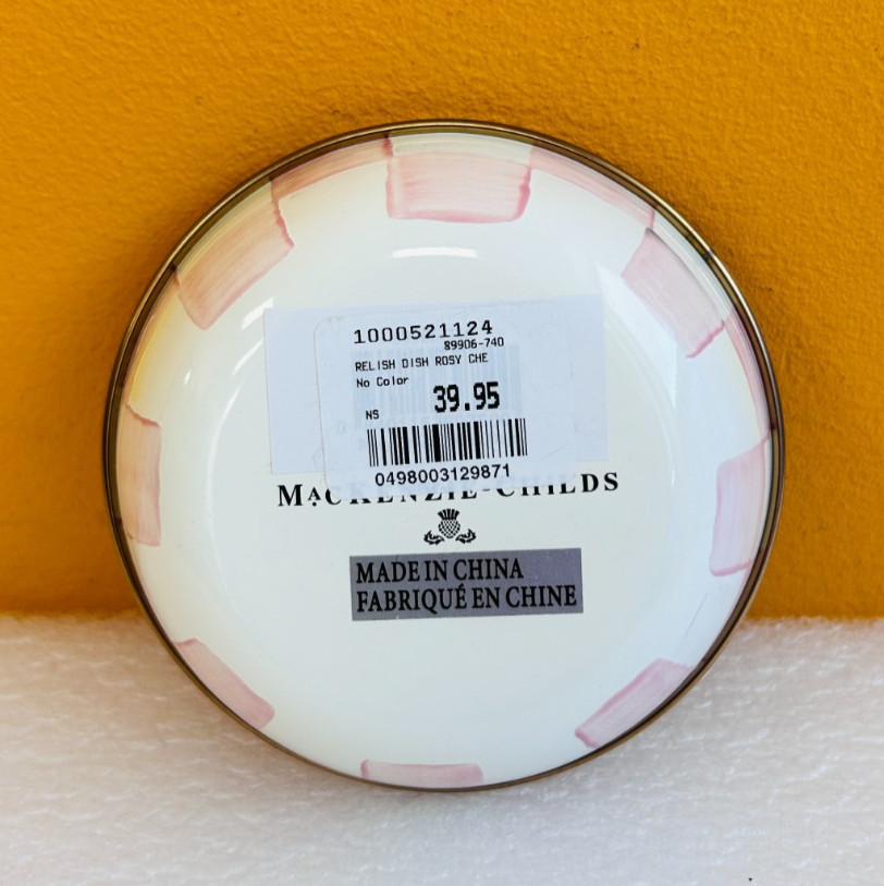 MacKenzie-Childs 89906-740 Hand Painted Rosy Check Relish Dish. New!