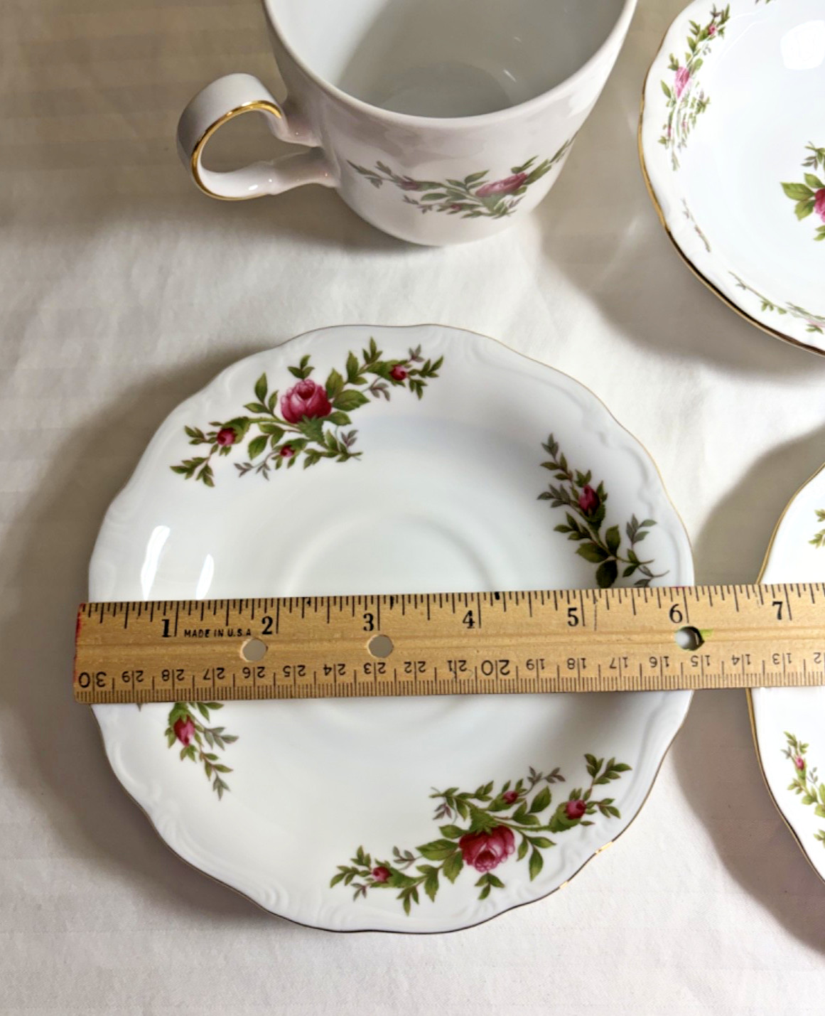 Johann Haviland Moss Rose fine china teacup and saucer 4 piece set