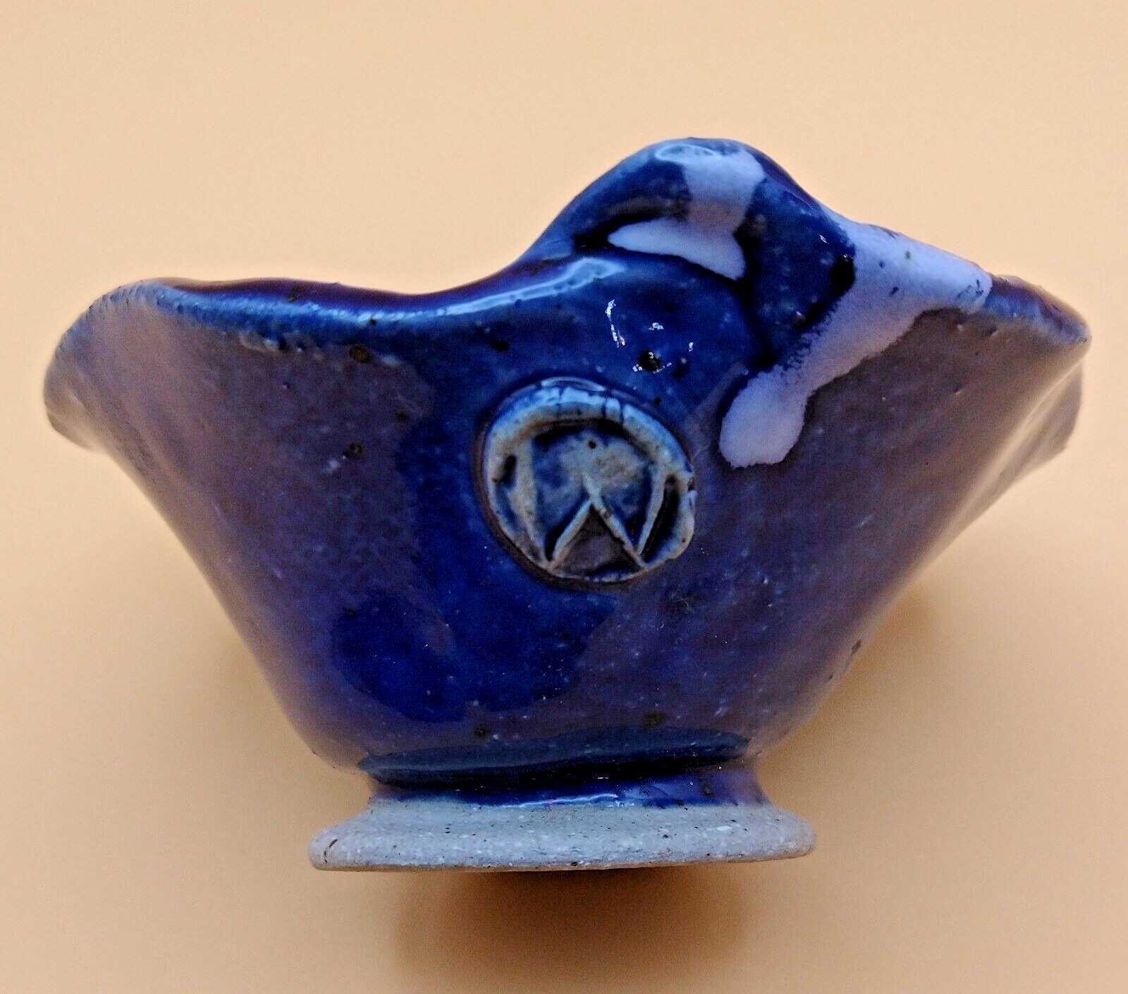 Studio Pottery Blue and white 2 inch pinch bowl